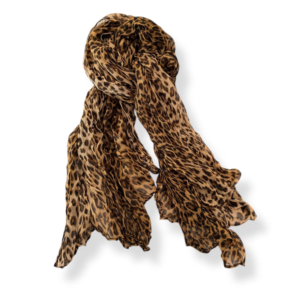 Scarves Australia Fashion Scarf Cotton Crinkle Scarf - Brown Leopard - Warm Tones