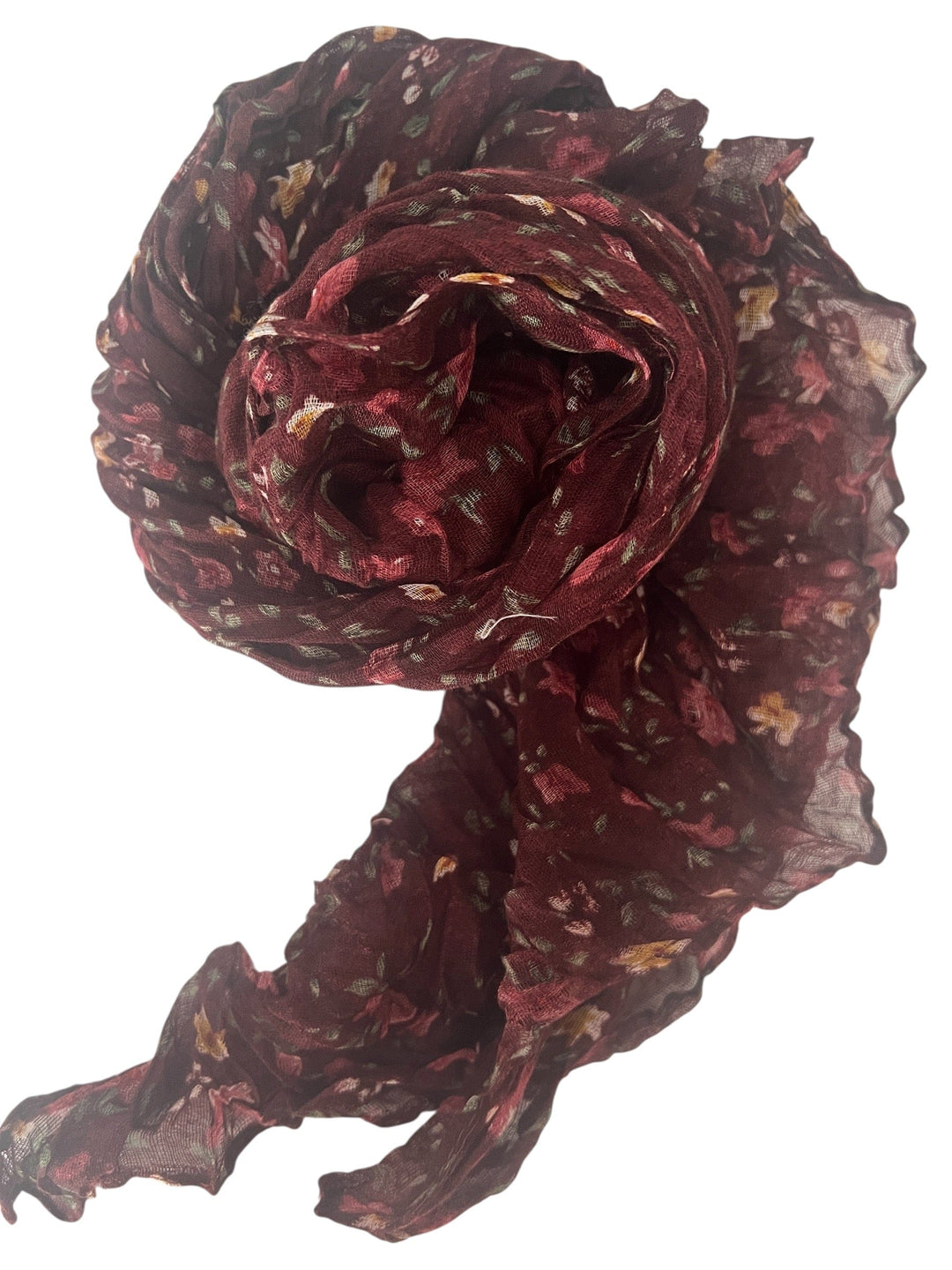 Scarves Australia Fashion Scarf Floral Crinkle Scarf - Rich Burgundy