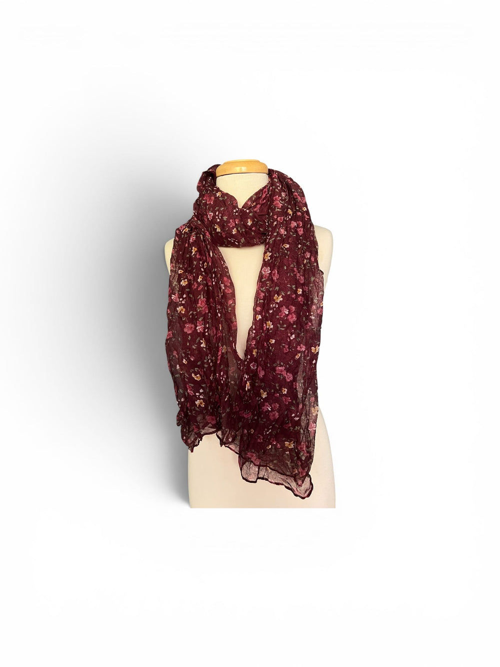Scarves Australia Fashion Scarf Floral Crinkle Scarf - Rich Burgundy