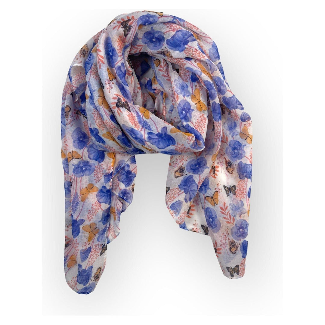 Scarves Australia Fashion Scarf Floral Scarf Blue Purple with Butterflies