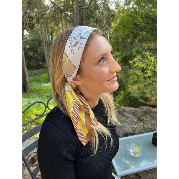 Scarves Australia Fashion Scarf Head Scarf - Neckerchief - Yellow Bronze Floral