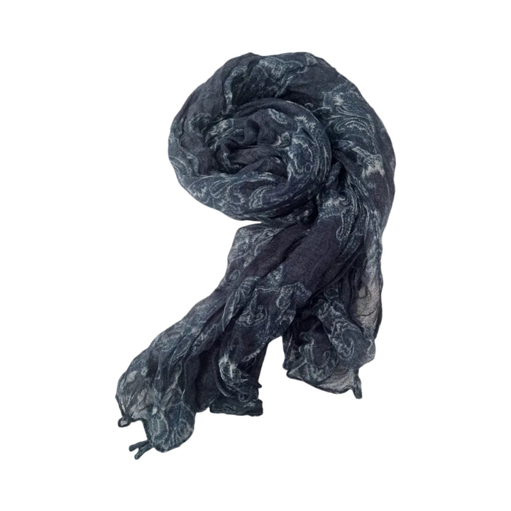 Scarves Australia Fashion Scarf Indigo Blue Paisley Cotton Crinkle Scarf
