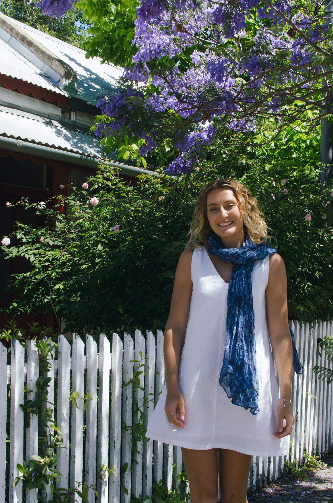 Scarves Australia Fashion Scarf Indigo Blue Paisley Cotton Crinkle Scarf