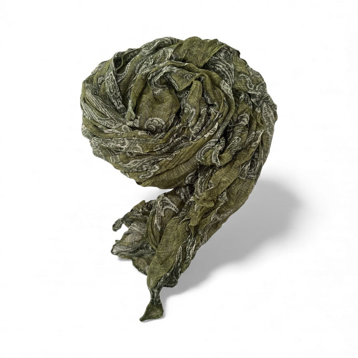 Scarves Australia Fashion Scarf Moss Green Paisley Cotton Crinkle Scarf