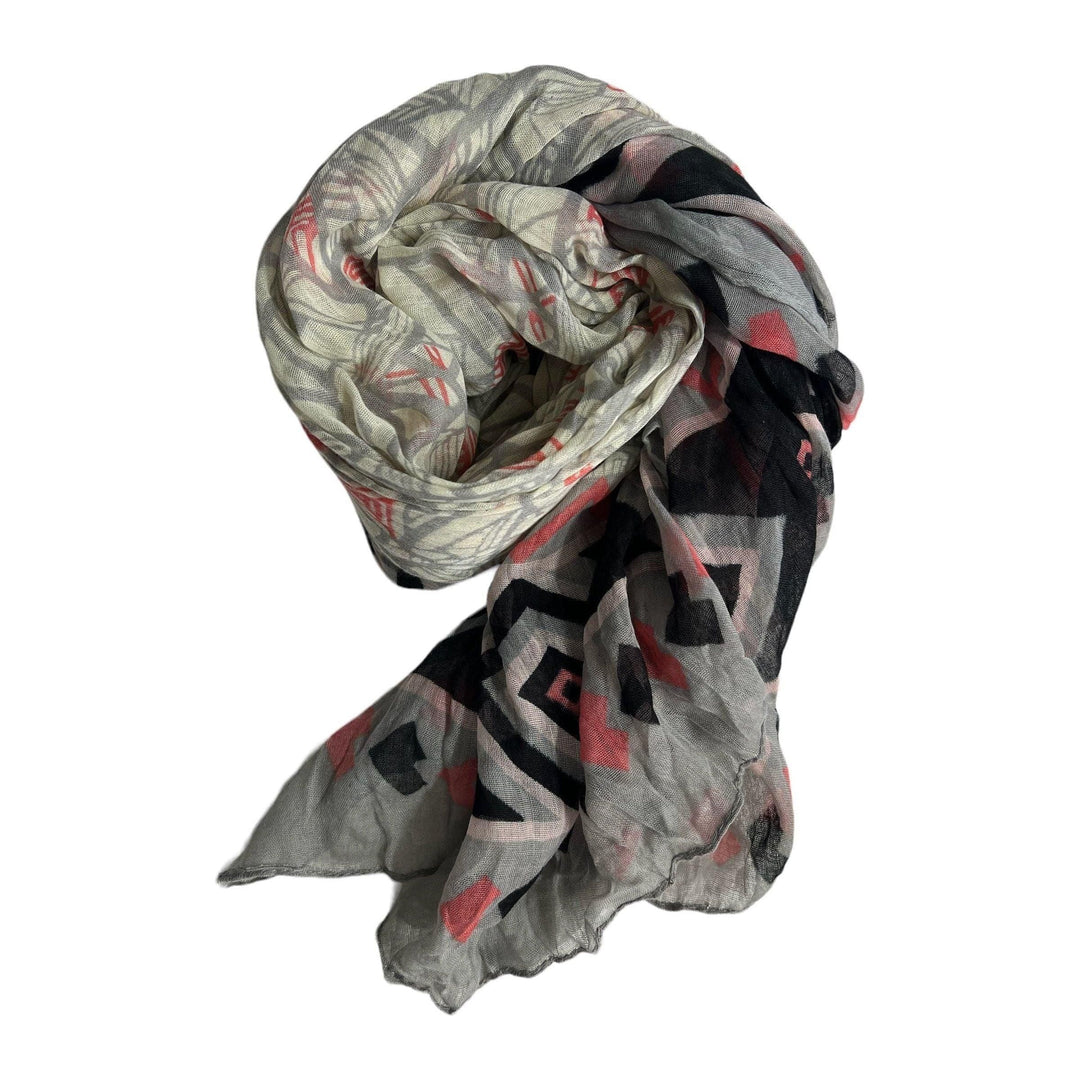 Scarves Australia Fashion Scarf Multicoloured Scarf - Grey Black Pink Geo Print