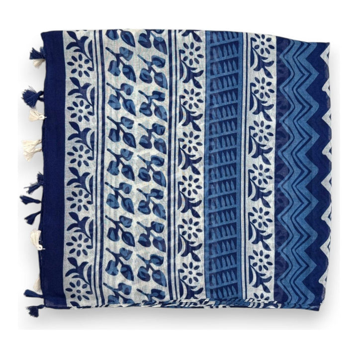 Scarves Australia Fashion Scarf Navy and White Geo Scarf with Tassels