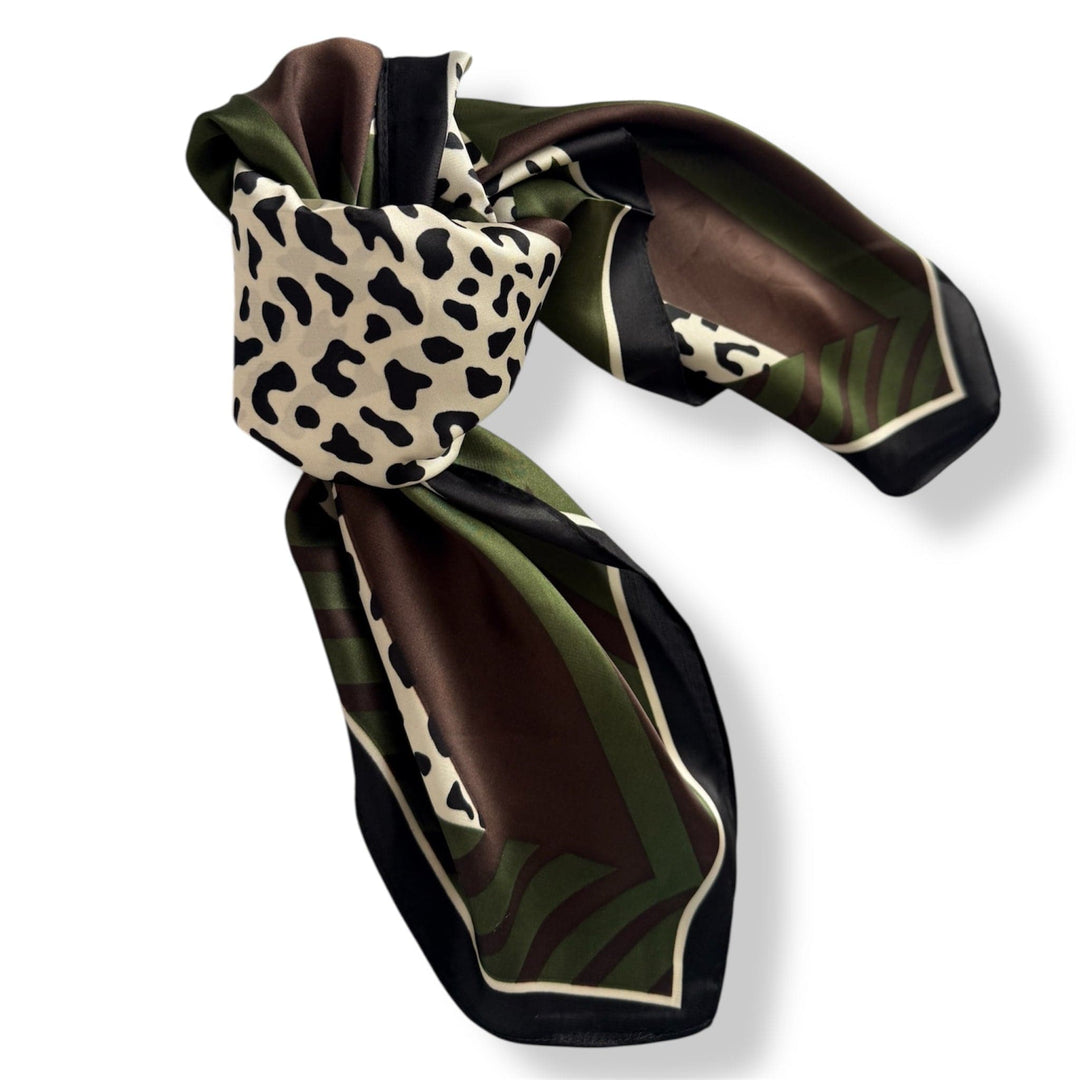 Scarves Australia Fashion Scarf Neckerchief - Olive Animal Print
