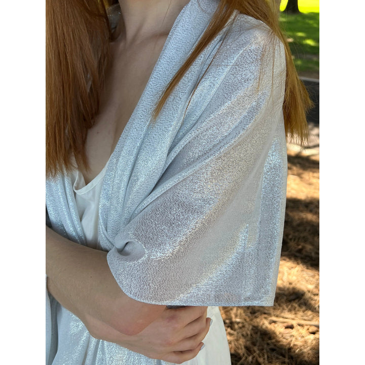 Scarves Australia Fashion Scarf NOT QUITE PERFECT - Bright Silver Metallic Shawl