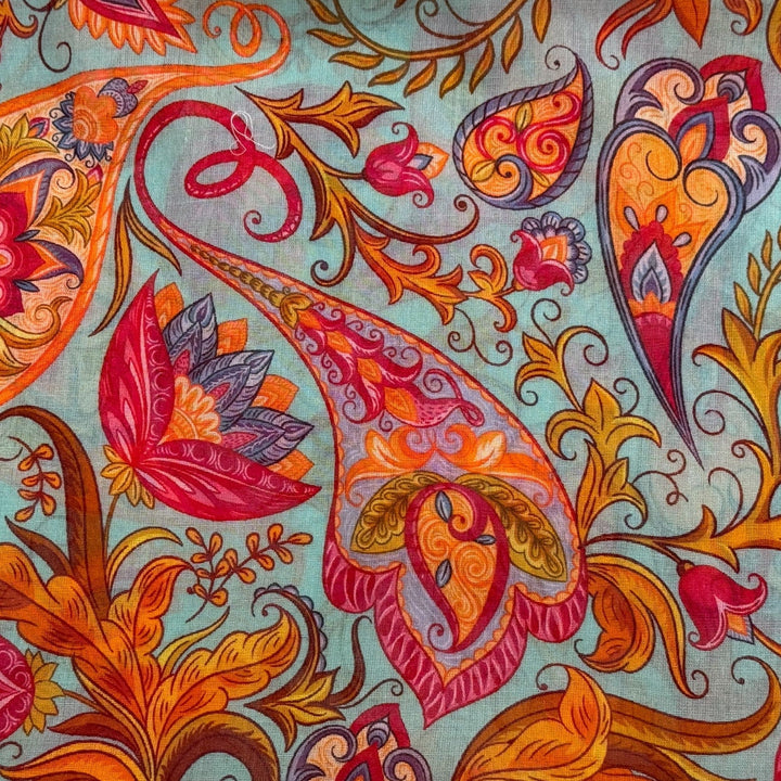 Scarves Australia Fashion Scarf Paisley Scarf Cotton - Orange Sea Green