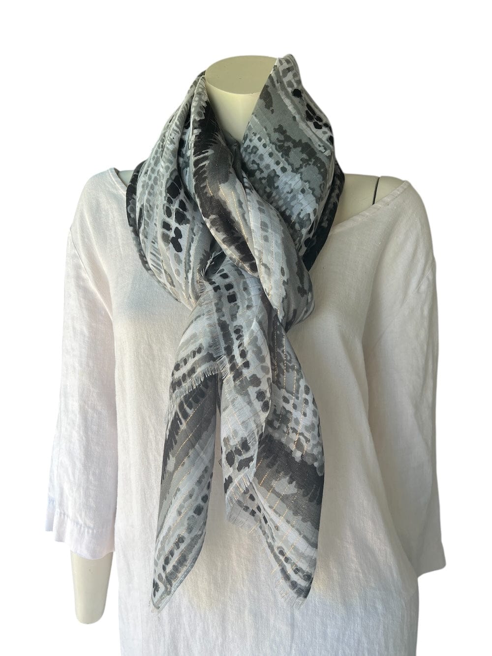 Scarves Australia Fashion Scarf Scarf - Classic Black Grey Mottled Stripe