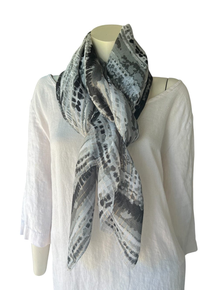 Scarves Australia Fashion Scarf Scarf - Classic Black Grey Mottled Stripe