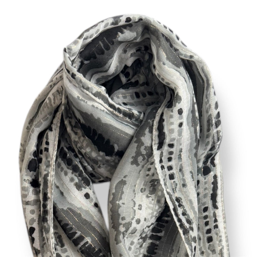 Scarves Australia Fashion Scarf Scarf - Classic Black Grey Mottled Stripe