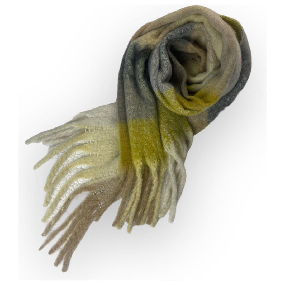 Scarves Australia Fashion Scarf 💛 Thick Warm Plaid Scarf -Yellow Grey