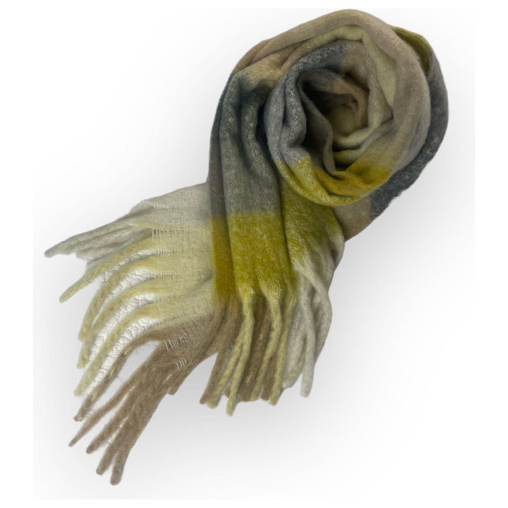 Scarves Australia Fashion Scarf 💛 Thick Warm Plaid Scarf -Yellow Grey