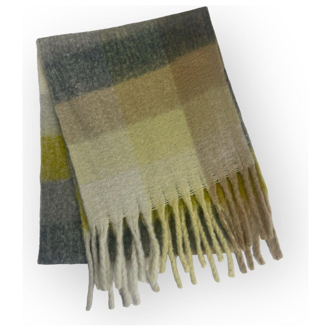 Scarves Australia Fashion Scarf 💛 Thick Warm Plaid Scarf -Yellow Grey