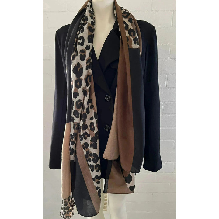 Scarves Australia Fashion Scarves Animal Print Scarf - Chocolate Brown Black