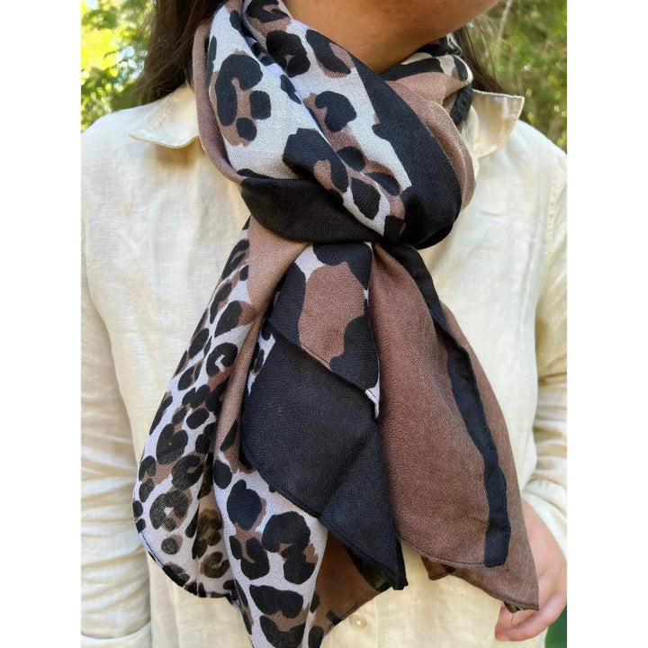 Scarves Australia Fashion Scarves Animal Print Scarf - Chocolate Brown Black