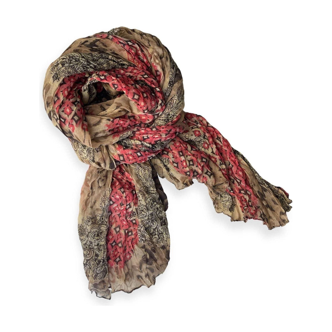 Scarves Australia Fashion Scarves Beige Camel patterned Scarf - Red Diamonds