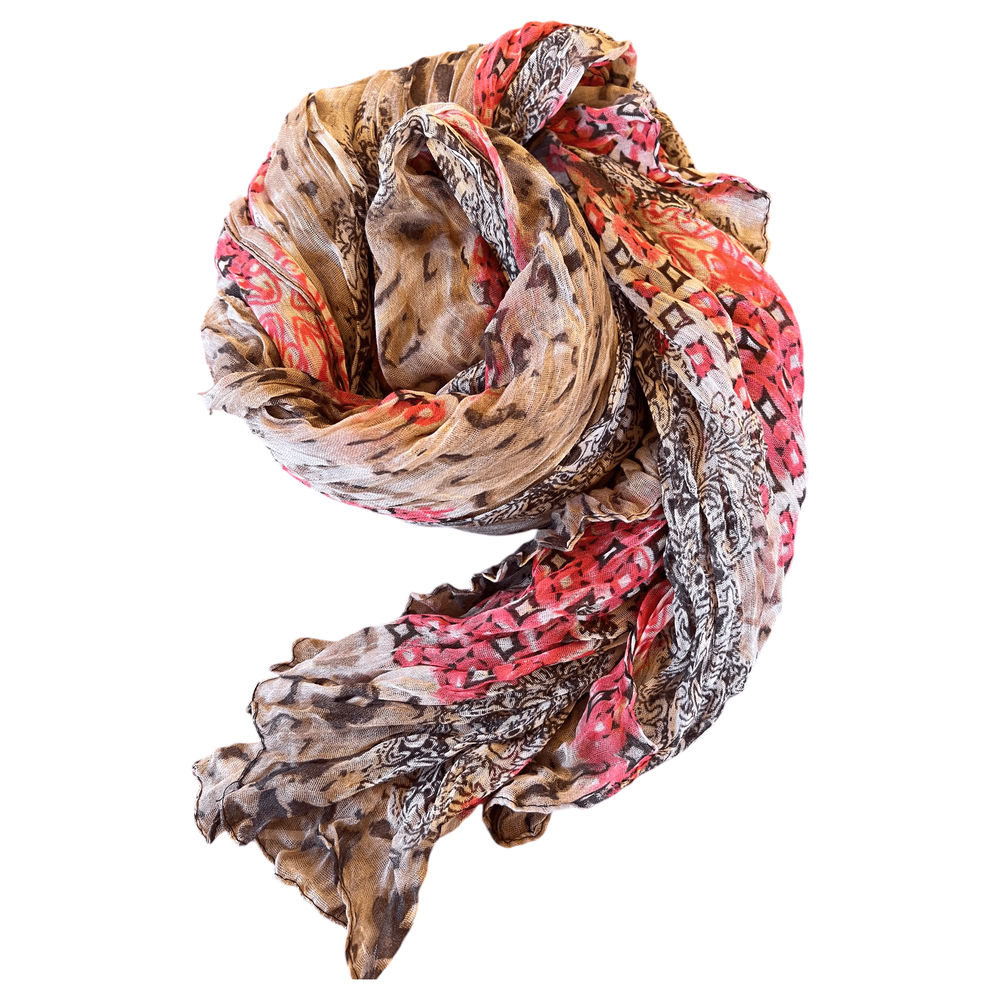 Scarves Australia Fashion Scarves Beige Camel patterned Scarf - Red Diamonds