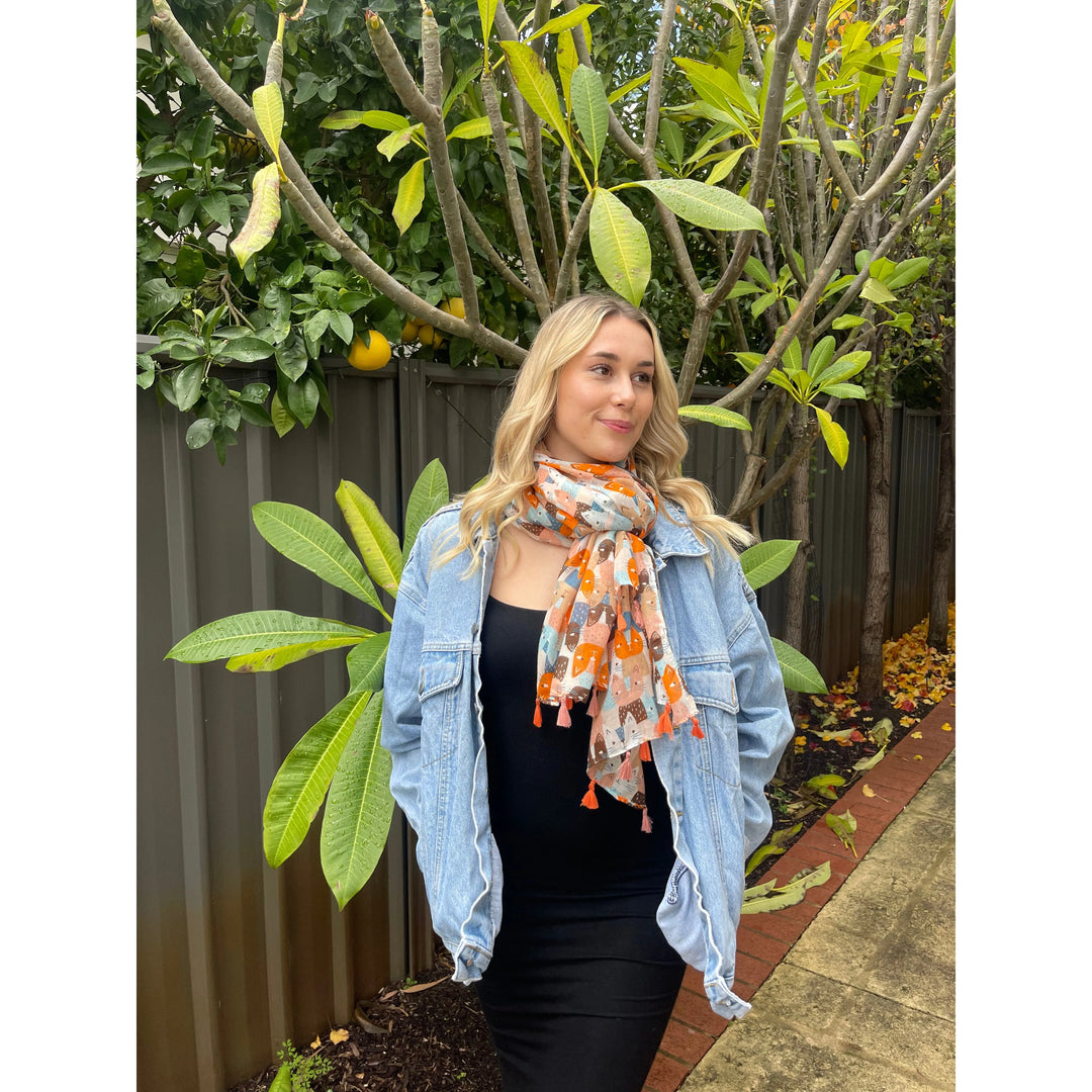 Scarves Australia Fashion Scarves 🧡  Cat Scarf - Multicoloured - Tassels
