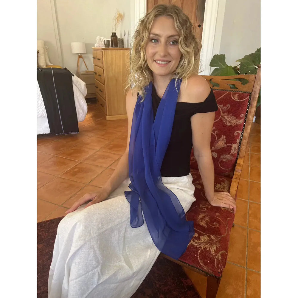 Scarves Australia Fashion Scarves Chiffon Scarf - Mykonos Blue