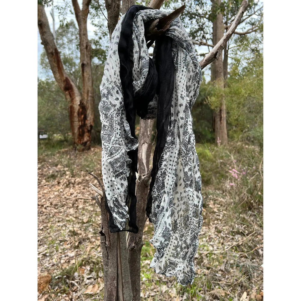 Scarves Australia Fashion Scarves Cotton Scarf - Black & White Panelled - Unisex