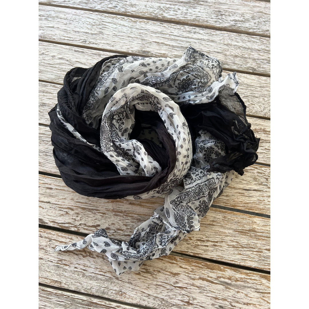 Scarves Australia Fashion Scarves Cotton Scarf - Black & White Panelled - Unisex