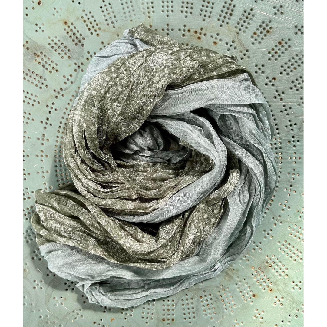 Scarves Australia Fashion Scarves Cotton Scarf - Sage Green Panelled - Unisex