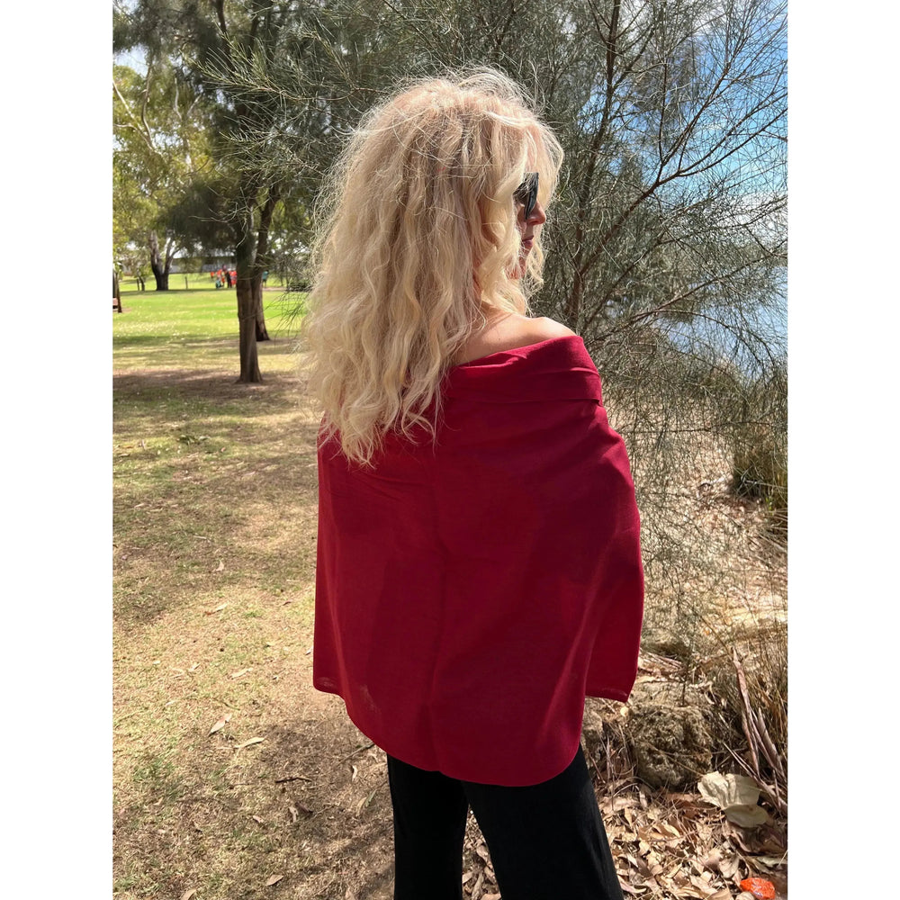 Scarves Australia Fashion Scarves Dark Red Shawl - Lightweight Pashmina