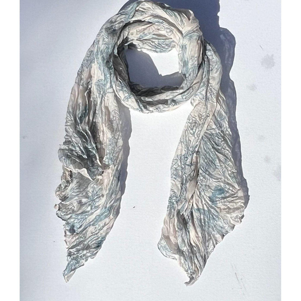 Scarves Australia Fashion Scarves Floral Cotton Scarf - Warm White Blue