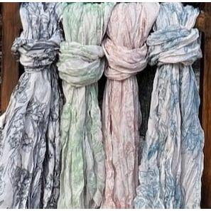 Scarves Australia Fashion Scarves Floral Cotton Scarf - Warm White Blue