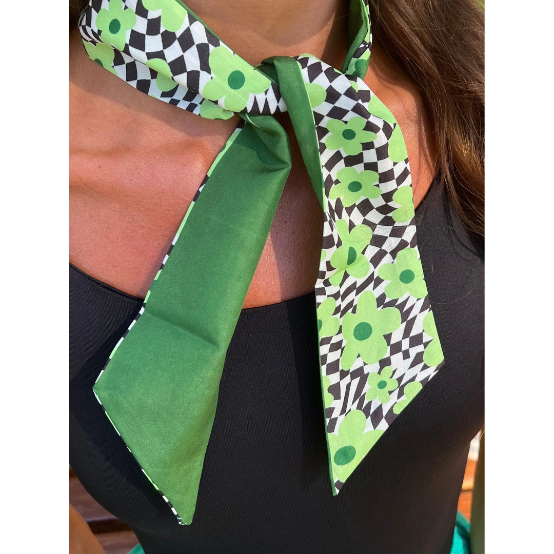 Scarves Australia Fashion Scarves Hair Band - Neck Tie - Green Floral Retro