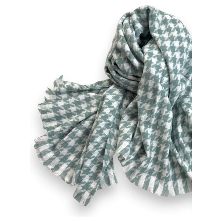 Scarves Australia Fashion Scarves Houndstooth Scarf - Sea Green White