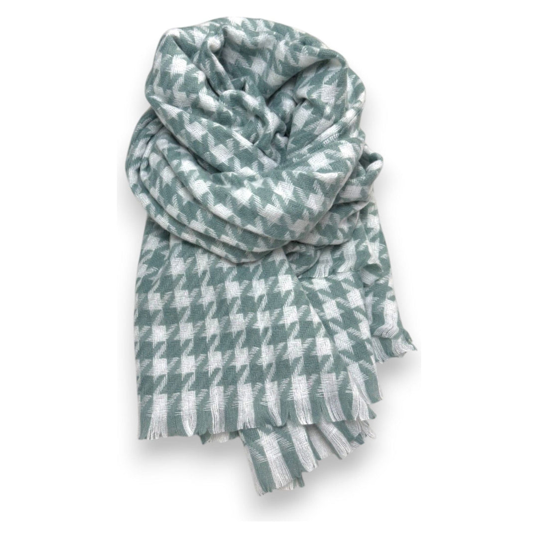 Scarves Australia Fashion Scarves Houndstooth Scarf - Sea Green White