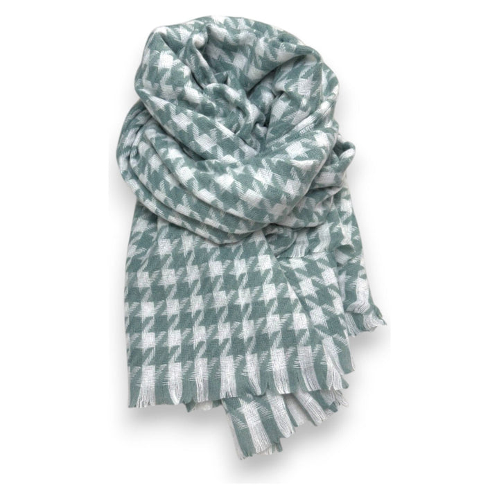 Scarves Australia Fashion Scarves Houndstooth Scarf - Sea Green White