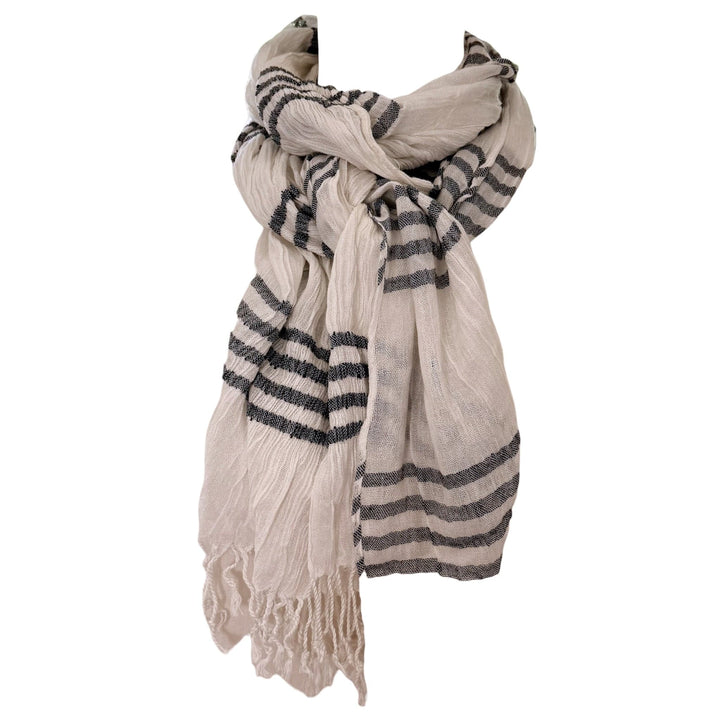 Scarves Australia Fashion Scarves White Cotton Scarf Grey Stripe