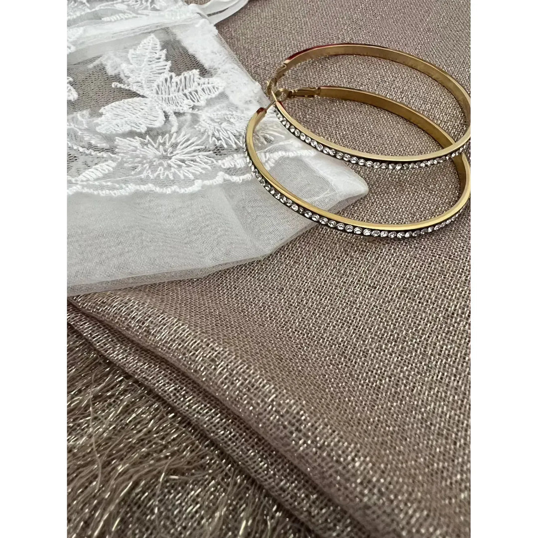Scarves Australia 🧚🏻‍♀️Gift Pack - Metallic Shawl Champagne and Hoop Earrings