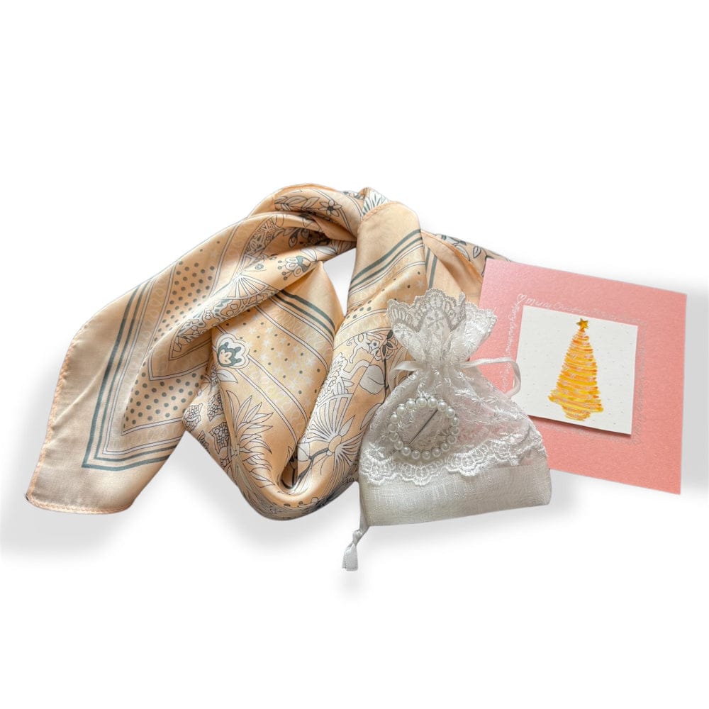 Scarves Australia Gift Packs 🎄Gift Pack - Neck Scarf Soft Pink + Scarf Brooch + Card
