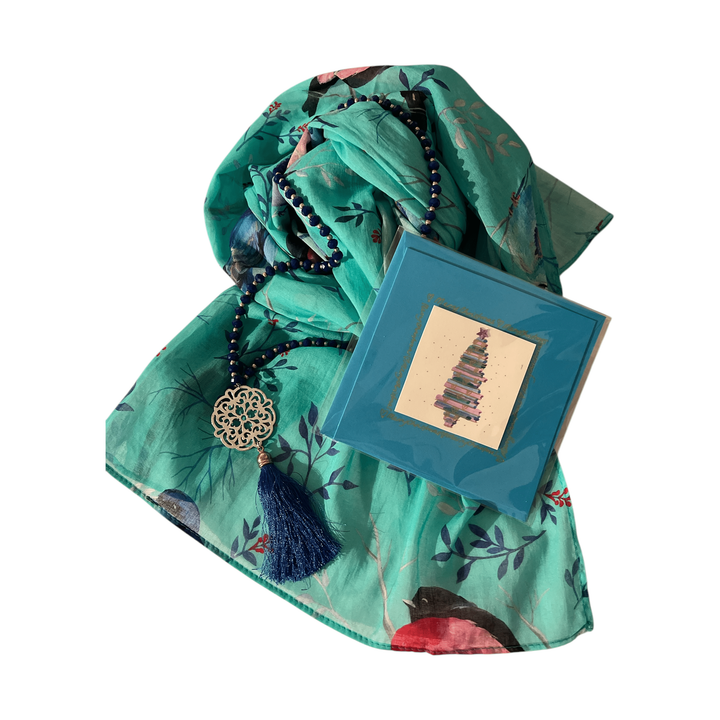 Scarves Australia Gift Packs 🎄Gift Pack - Turquoise Bird Scarf + Necklace +Card