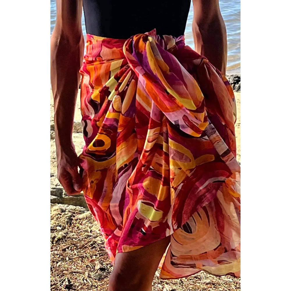 Scarves Australia Luxury Scarf Luxury Beach Sarong Organic Cotton - Pink Orange Zest