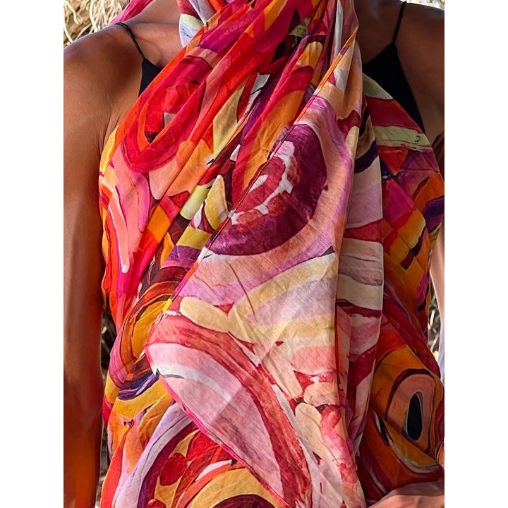 Scarves Australia Luxury Scarf Luxury Beach Sarong Organic Cotton - Pink Orange Zest