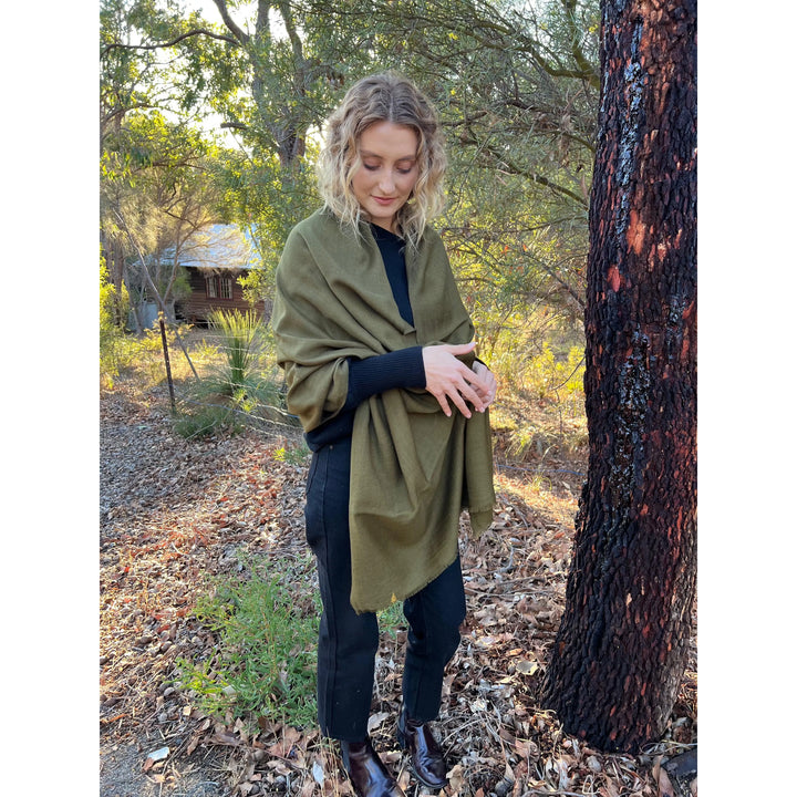 Scarves Australia Luxury Scarf Luxury Cashmere Shawl - Military Olive Green