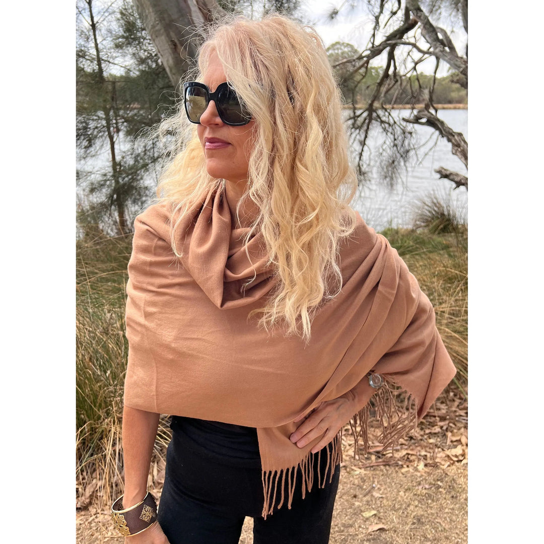 Scarves Australia Luxury Scarf Pashmina Shawl - Biscuit Warm Toffee - Luxury Wrap