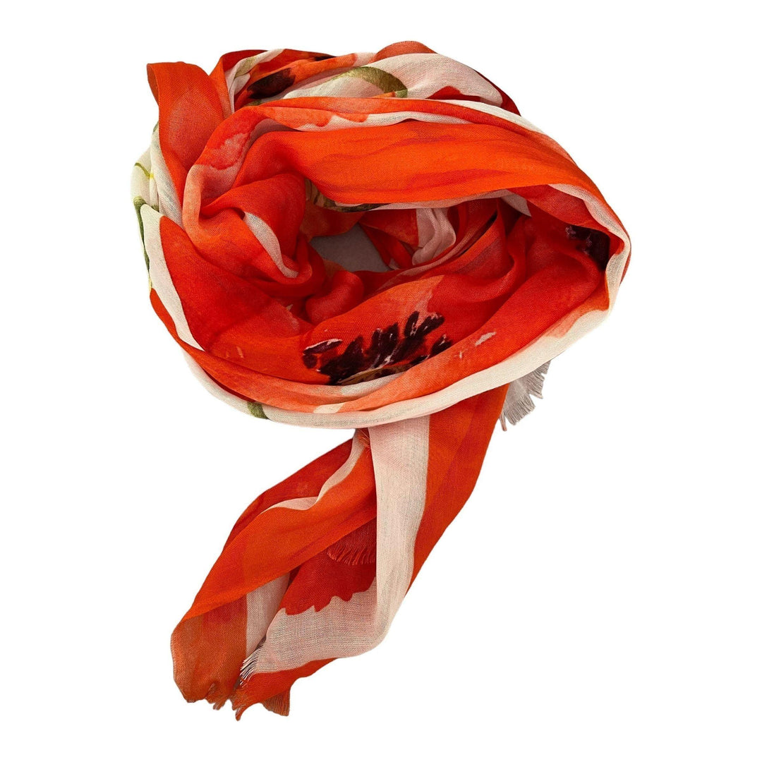 Scarves Australia Luxury Scarf Poppy Scarf Orange Red - Luxury Modal Shawl