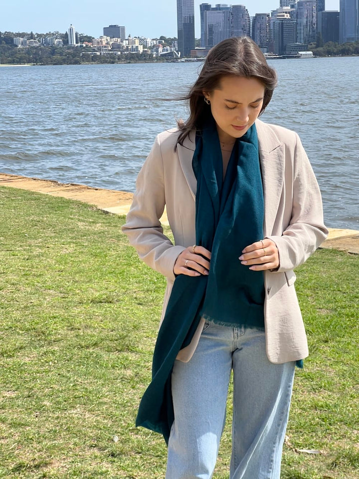 Scarves Australia Luxury Scarves Luxury Cashmere Silk Pashmina Shawl – Deep Teal Blue