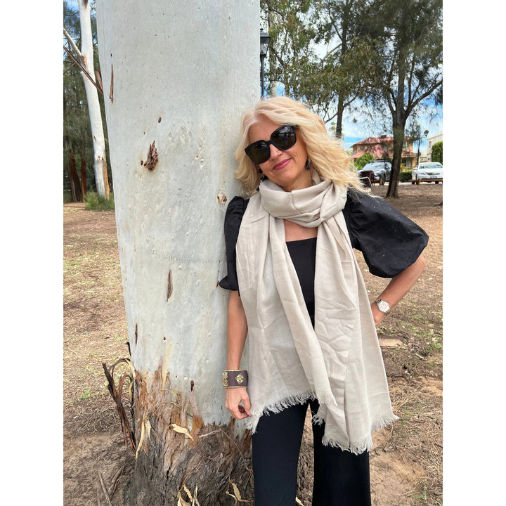 Scarves Australia Luxury Scarves Luxury Pashmina Shawl - Soft Beige - Pure Cashmere