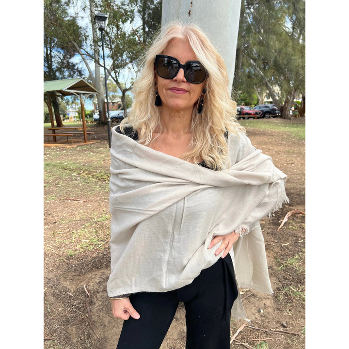Scarves Australia Luxury Scarves Luxury Pashmina Shawl - Soft Beige - Pure Cashmere
