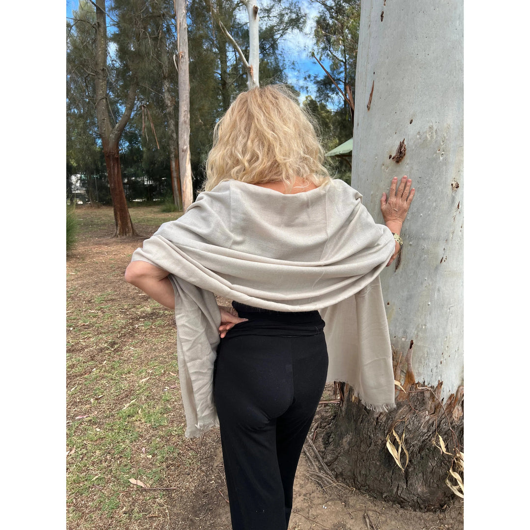 Scarves Australia Luxury Scarves Luxury Pashmina Shawl - Soft Beige - Pure Cashmere