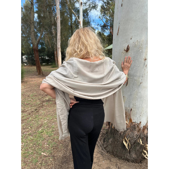 Scarves Australia Luxury Scarves Luxury Pashmina Shawl - Soft Beige - Pure Cashmere