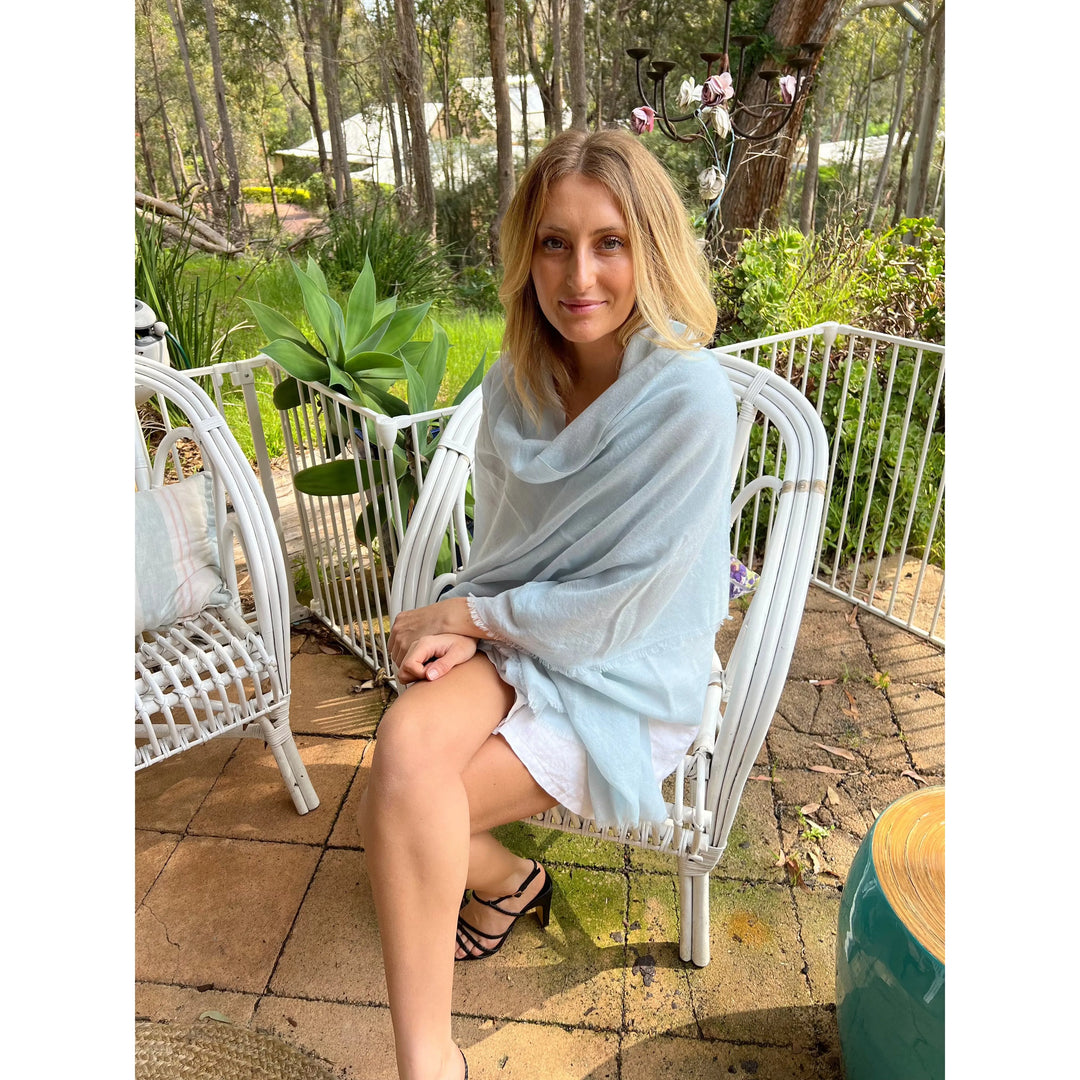 Scarves Australia Luxury Scarves Luxury Shawl - Arctic Blue - Silk Cashmere